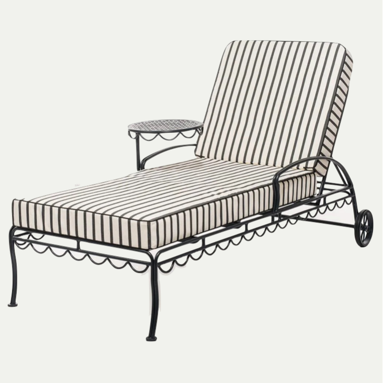 THE AL FRESCO SUN LOUNGER IN MONACO BLACK STRIPE | VINTAGE BLACK FRAME | On Order