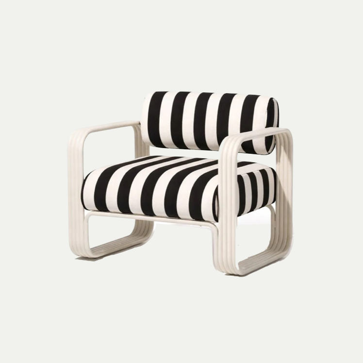 THE CONTINI ACCENT CHAIR | ANTIQUE WHITE FRAME | CREW VINTAGE BLACK STRIPE | On Order
