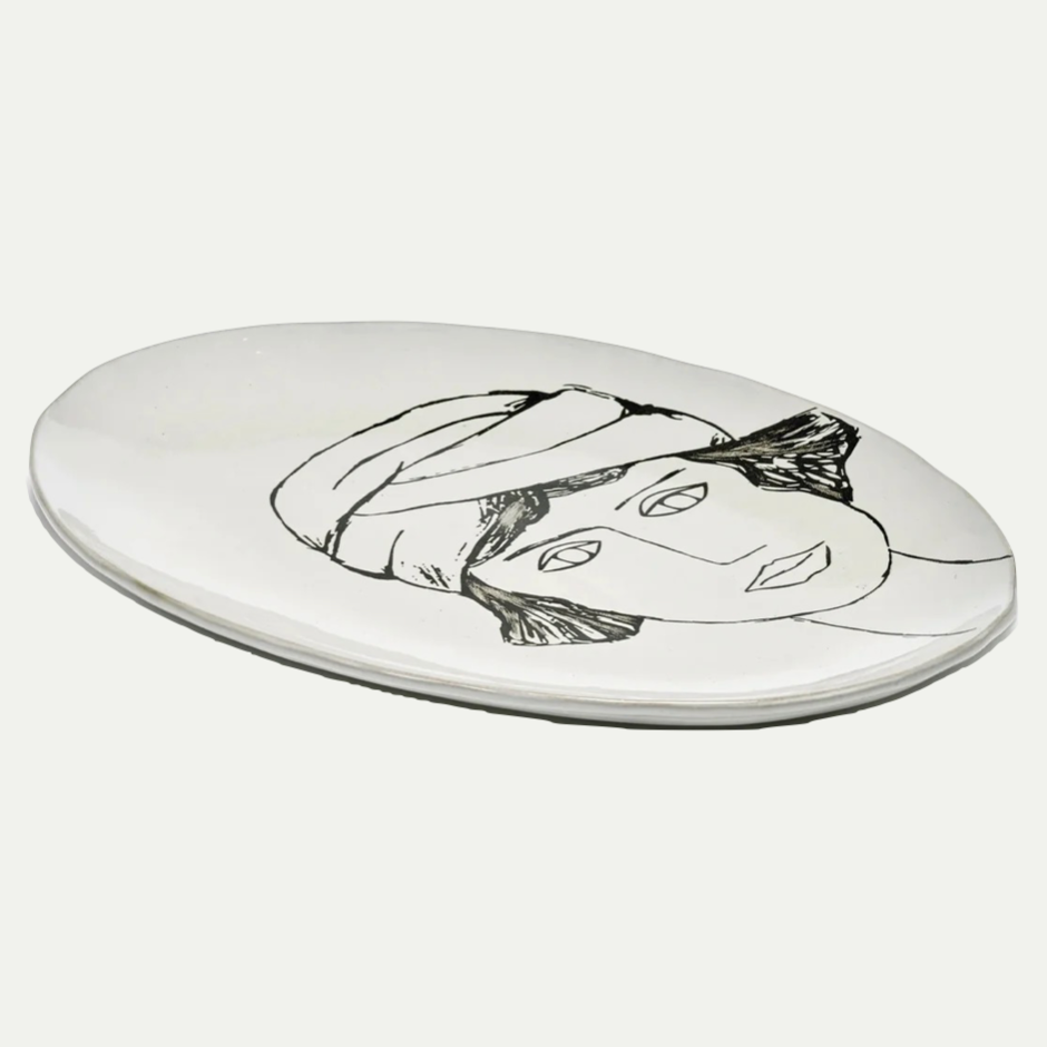 OVAL PLATE OFF-WHITE - BLACK LA MERE