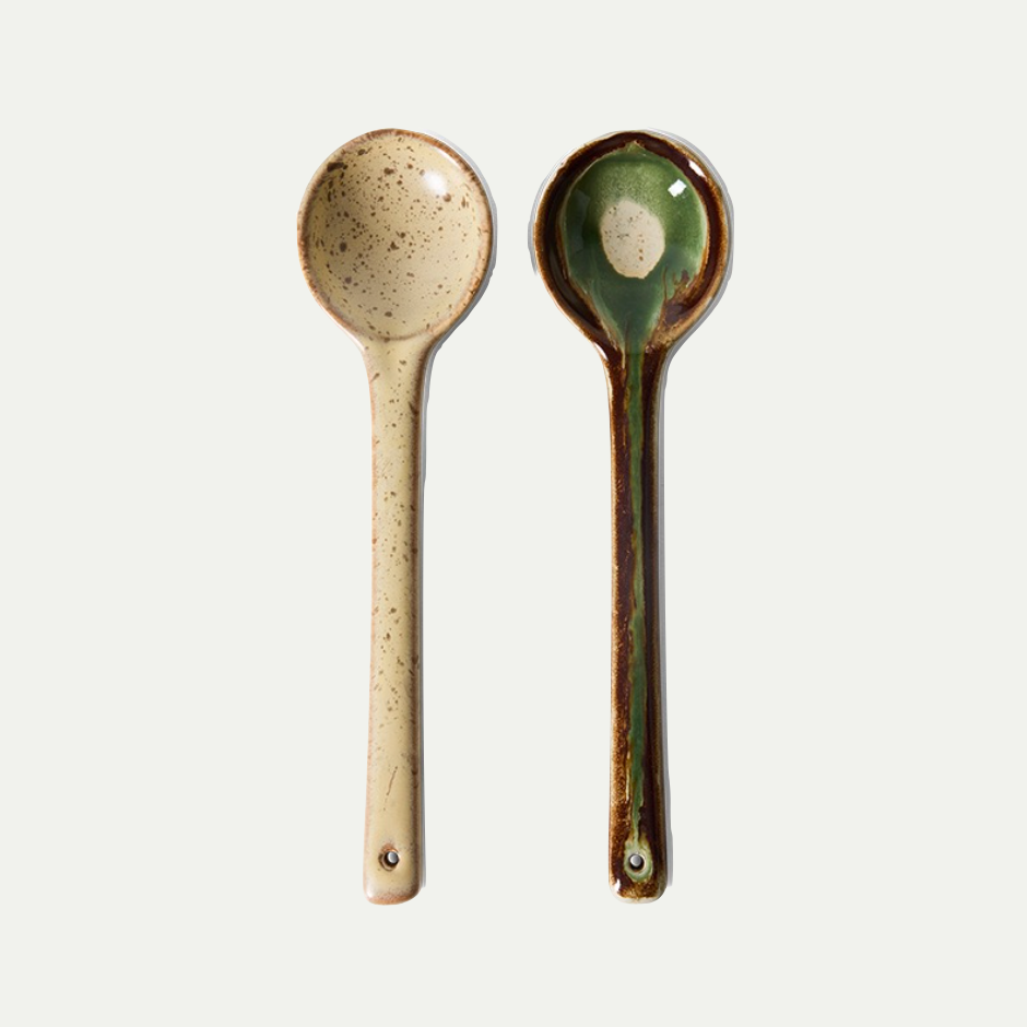 70's CERAMICS: SERVING SPOONS | SET OF 2