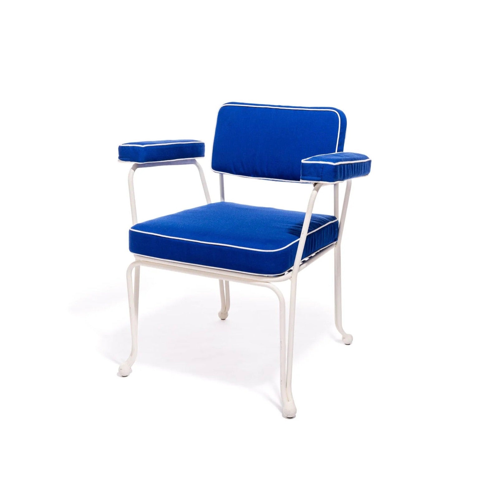 THE WATERHOUSE DINING CHAIR IN RIVIE MEDITERRANEAN BLUE | ANTIQUE WHITE FRAME | On Order