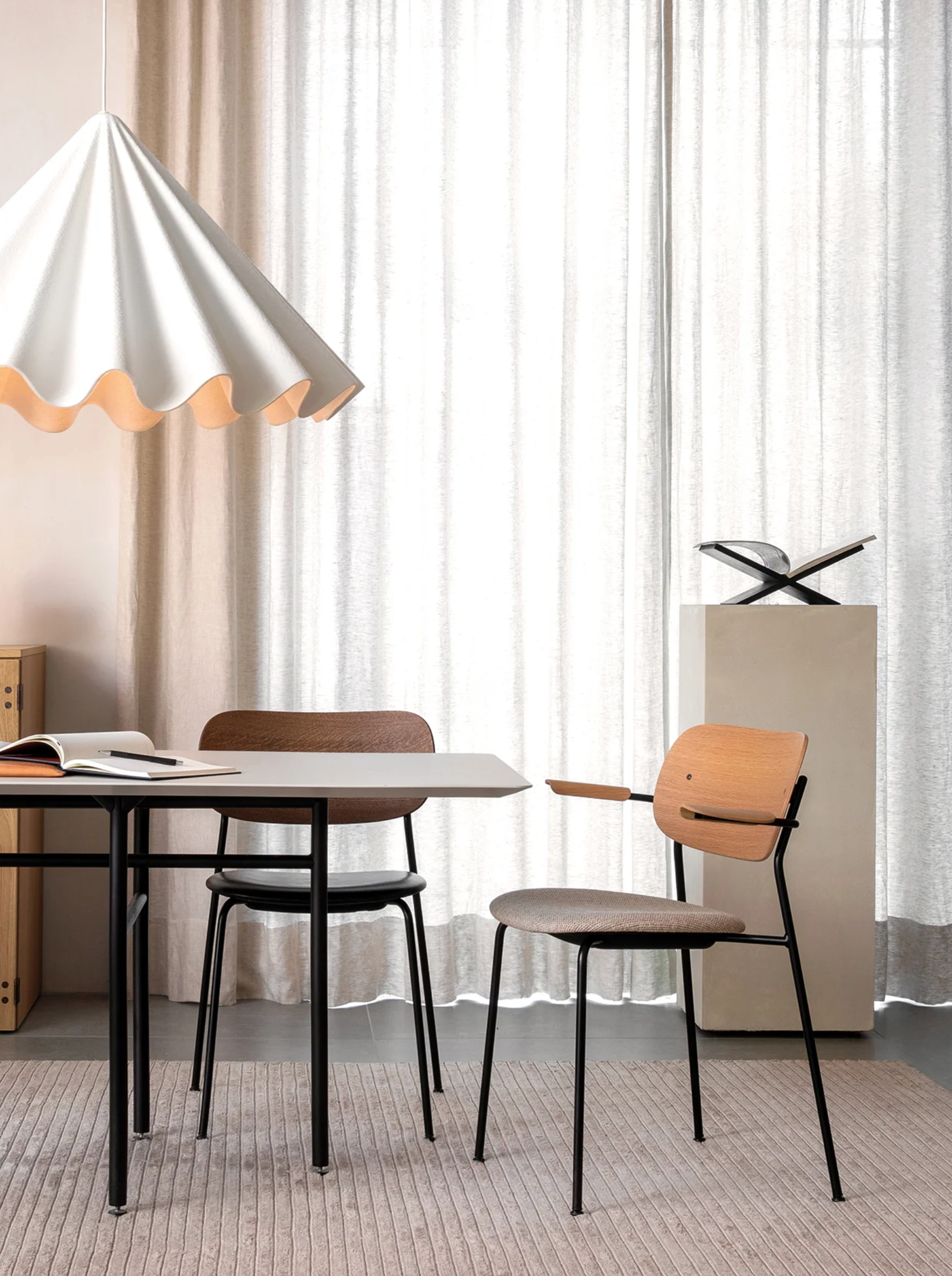 CO DINING CHAIR, UPHOLSTERED SEAT, BLACK FRAME | On Order