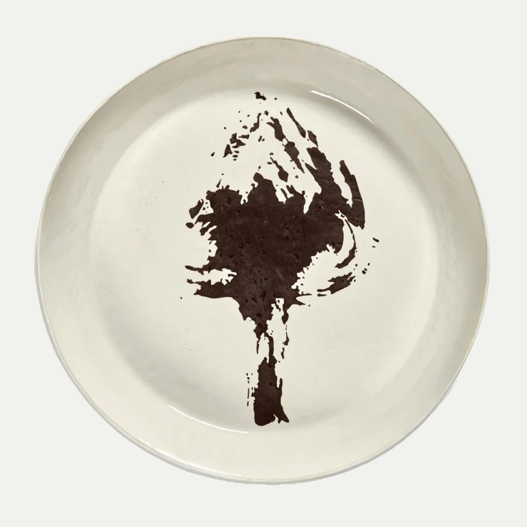 SERVING PLATE LARGE, OFF WHITE- BLACK / ARTICHOKE FEAST