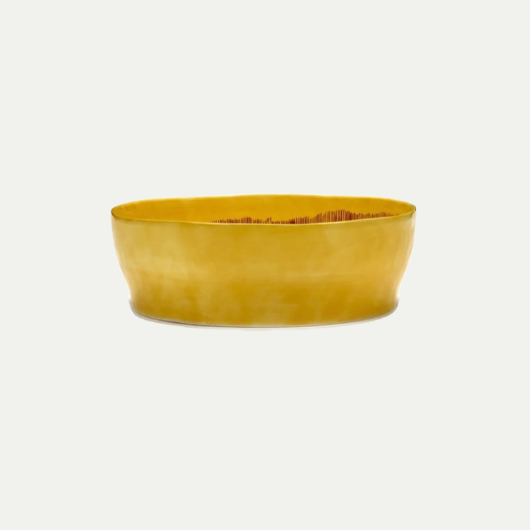 SALAD BOWL SUNNY YELLOW SWIRL - STRIPES RED FEAST