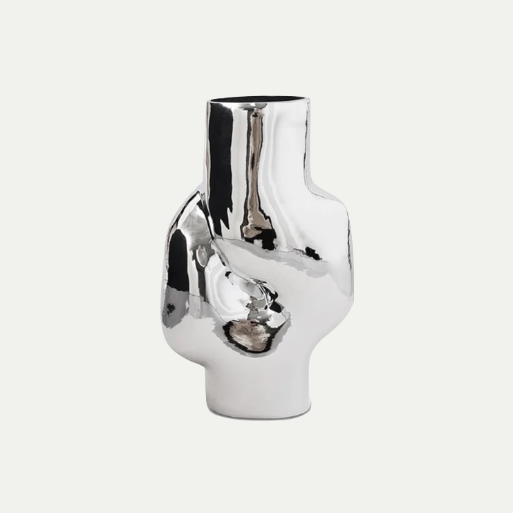 GLEAM GLASS HIGH VASE | CHROME