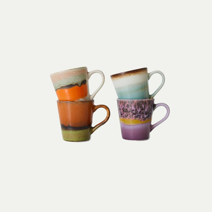 70S CERAMICS ESPRESSO - MUGS, RETRO SET OF 4