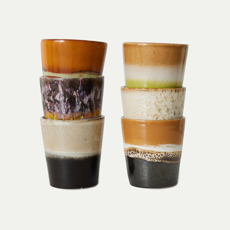 70S CERAMICS: COFFEE MUGS, SOIL (SET OF 6)