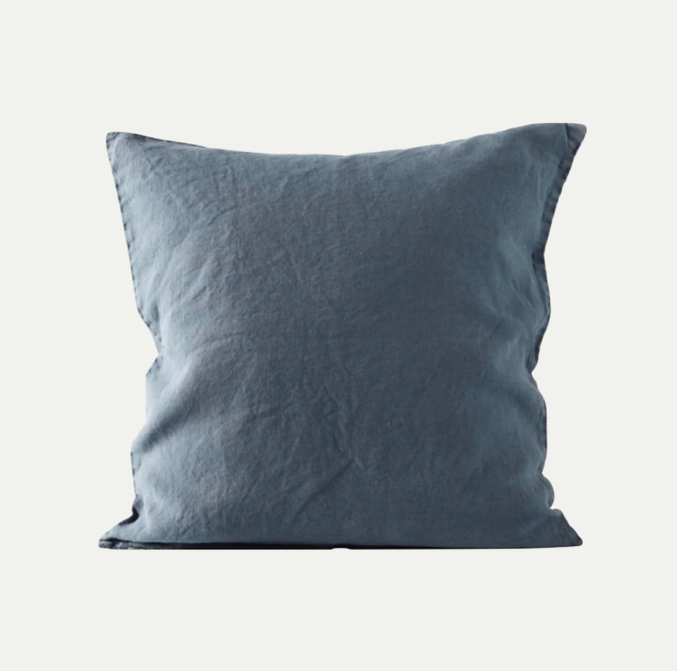 CUSHION COVER LINEN-NAVY