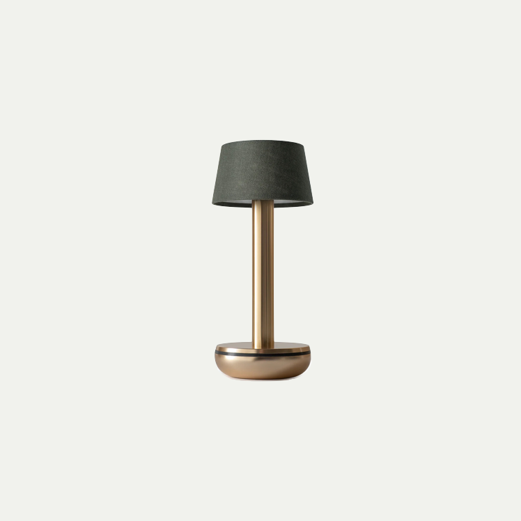 TWO TABLE LIGHT GOLD EMERALD/LINEN