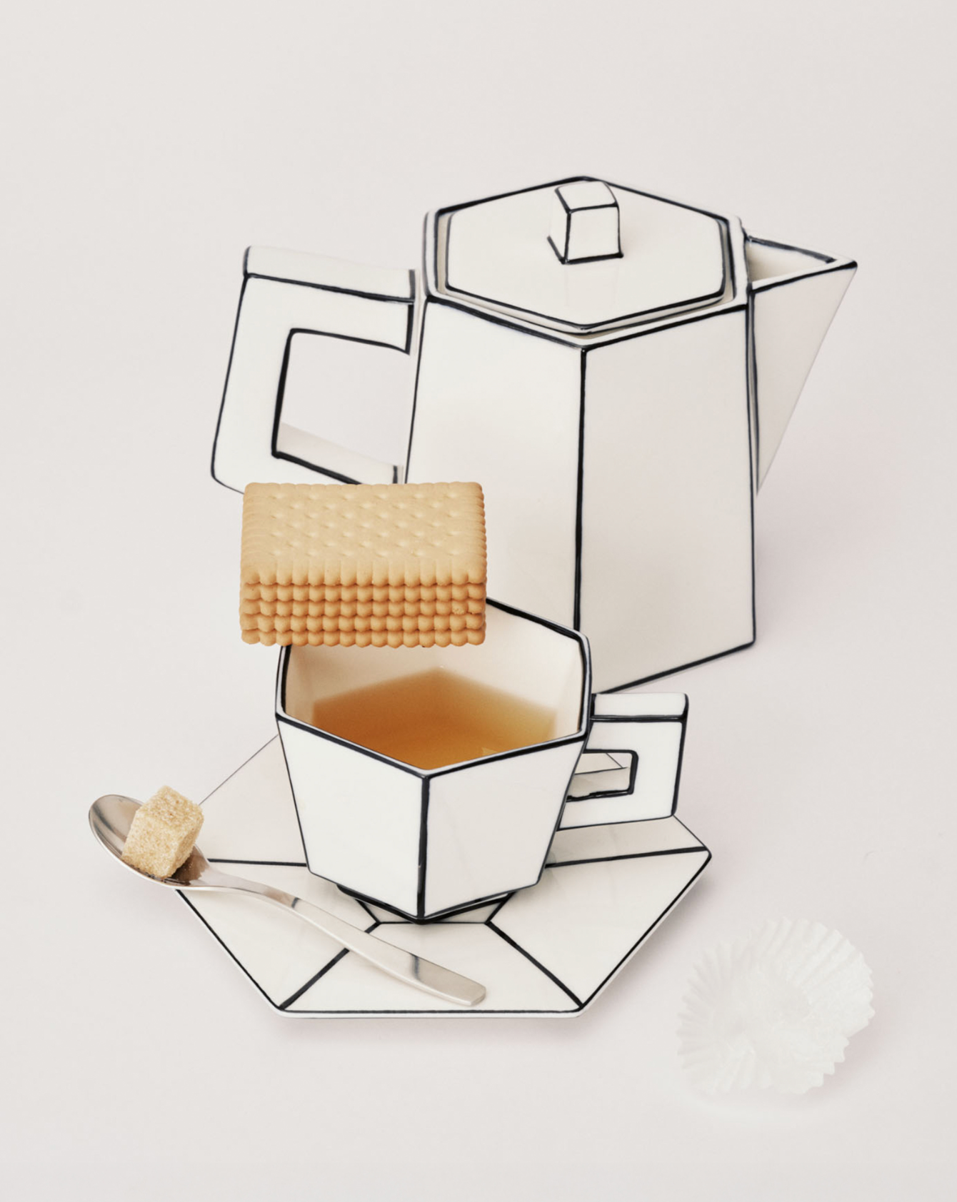CAPPUCCINO CUP & SAUCER WHITE | BLACK