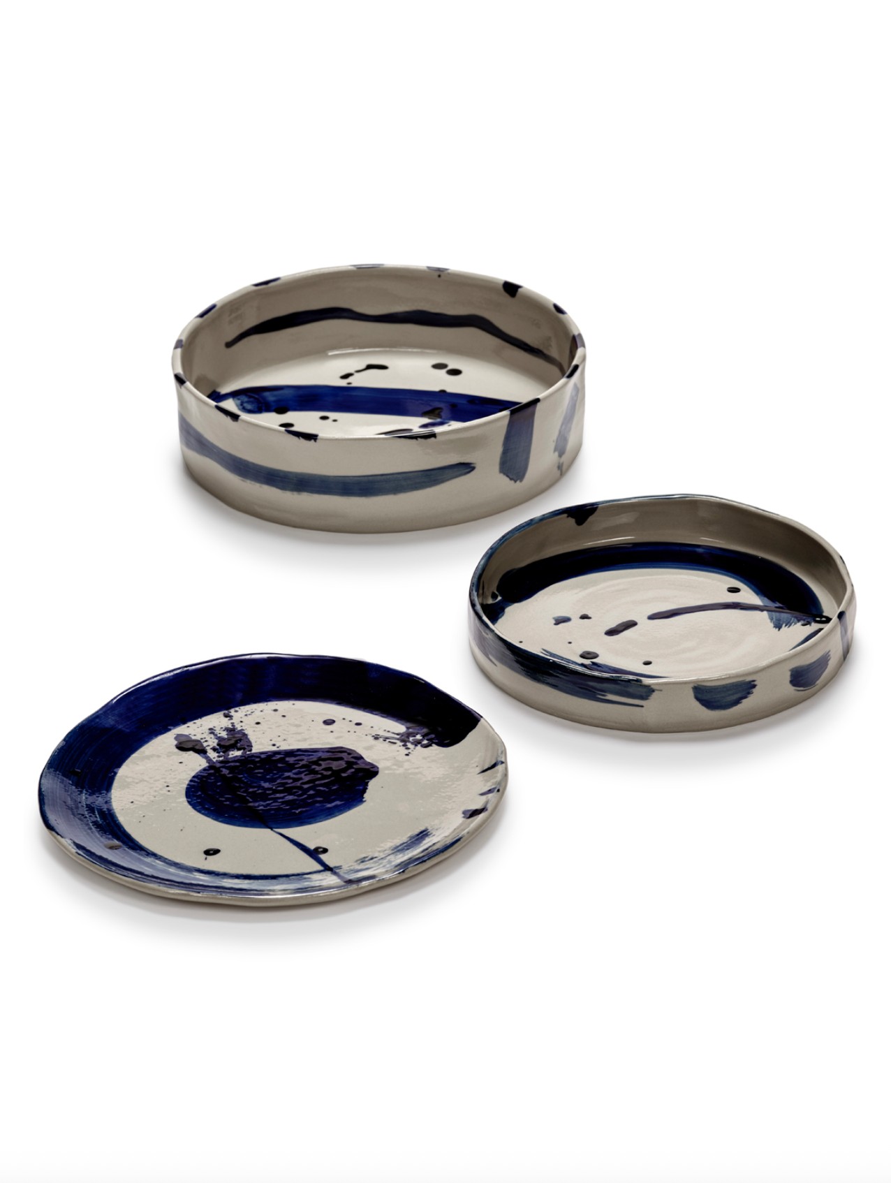 DEEP SERVING PLATE ROUND BEIGE BLUE SOPH