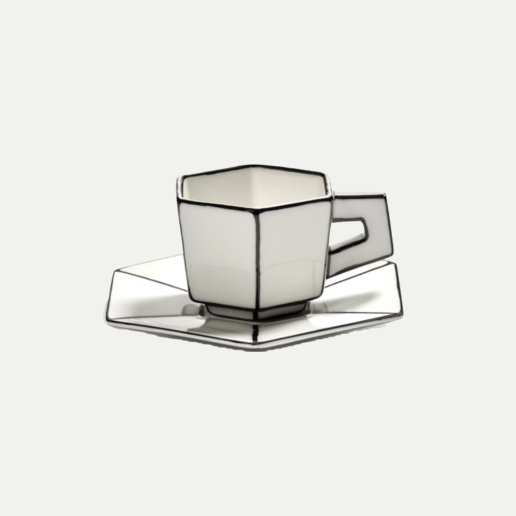 ESPRESSO CUP & SAUCER WHITE | BLACK