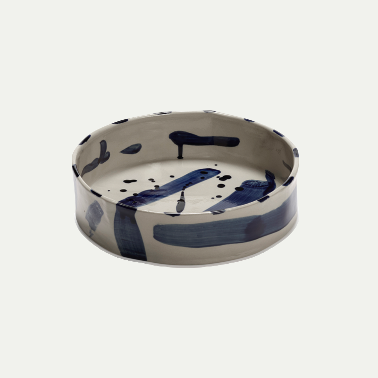 DEEP SERVING PLATE ROUND BEIGE BLUE SOPH