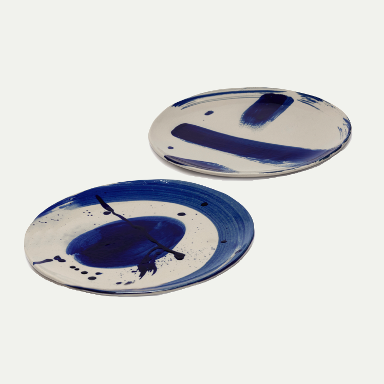 DINNER PLATE ASS/2 BEIGE BLUE SOPHIA