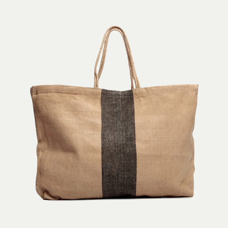 EXTRA LARGE JUTE BAG WITH LONG HANDLES NAT | CENTRAL BLACK