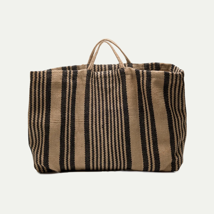 EXTRA LARGE JUTE BAG | BLACK STRIPES