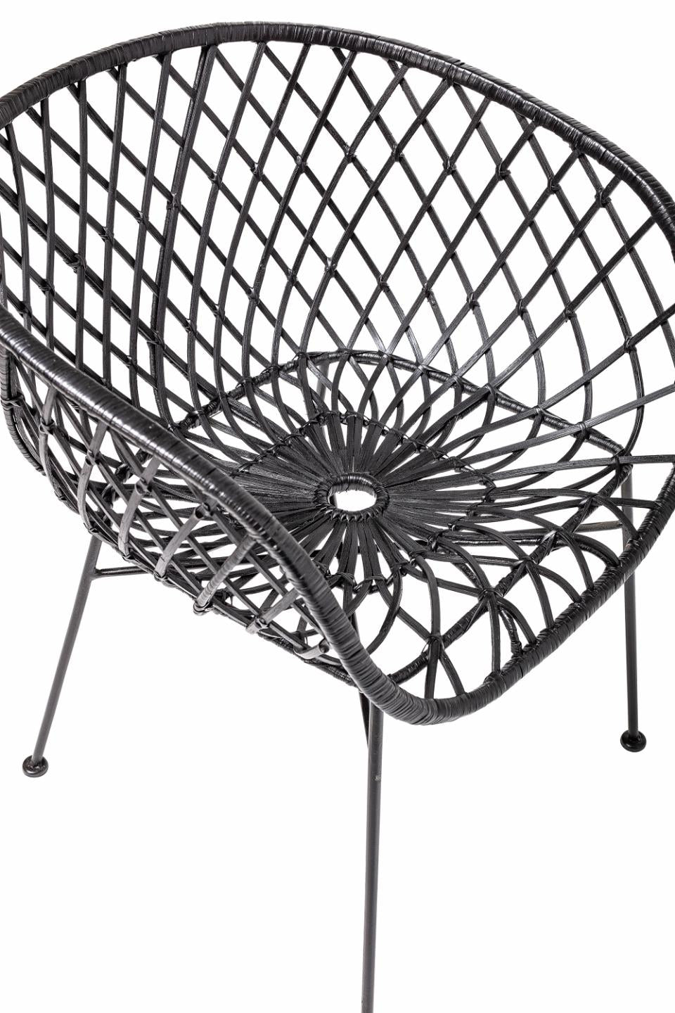 KAMA LOUNGE CHAIR, BLACK, RATTAN