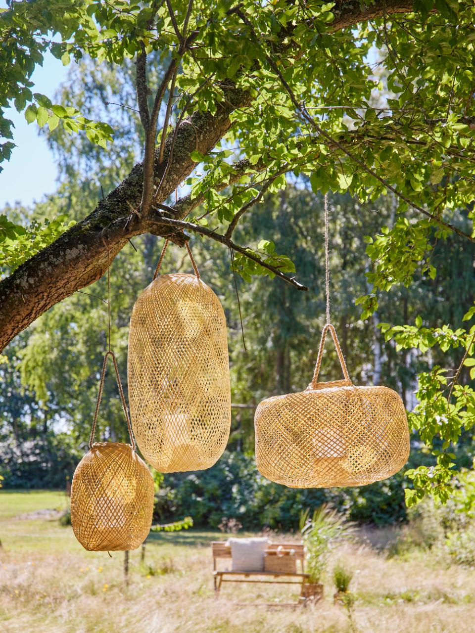 MUSU BAMBOO LANTERN W/GLASS - NATURE