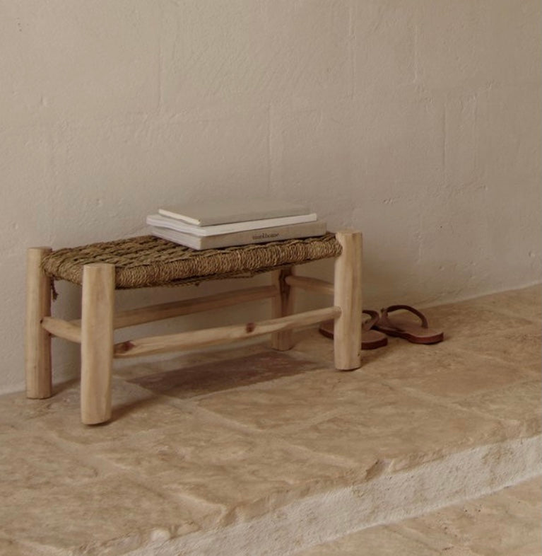 STOOL, EUCALYPTUS WOOD/PALM LEAVES