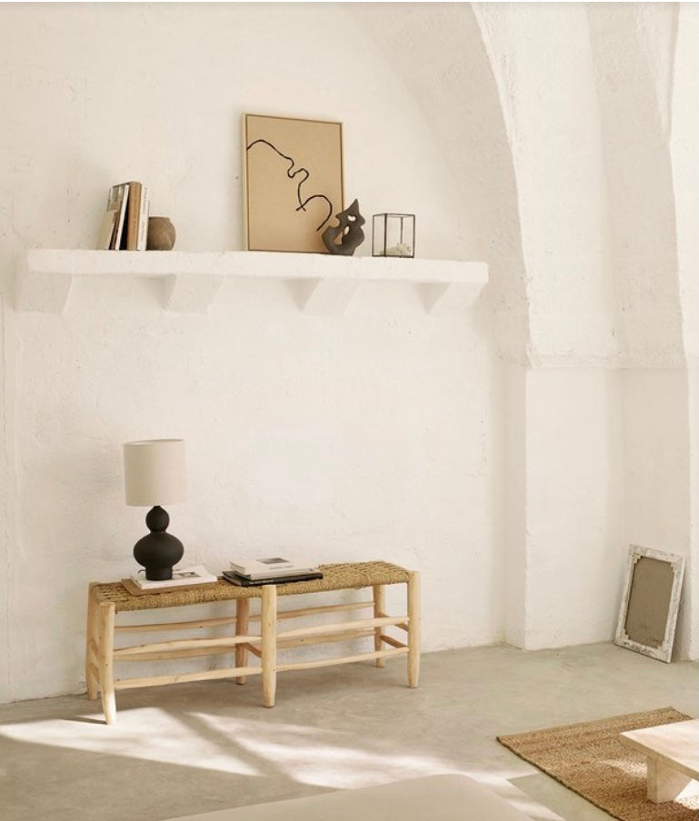 BENCH|EUCALYPTUS WOOD AND PALM LEAVES