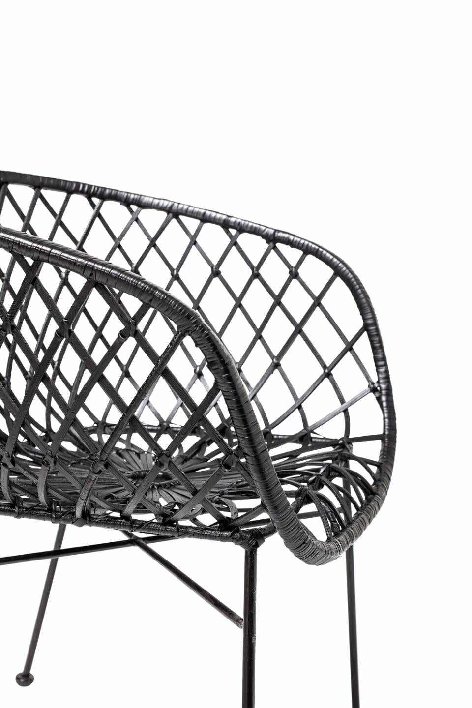 KAMA LOUNGE CHAIR, BLACK, RATTAN