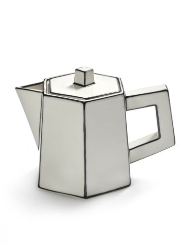 TEA POT WHITE/BLACK CARTE BLANCHE