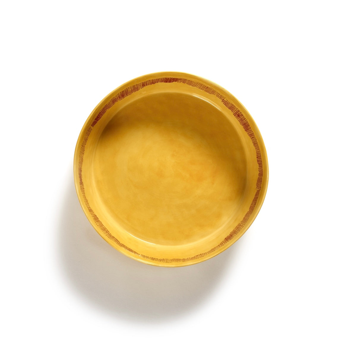 SALAD BOWL SUNNY YELLOW SWIRL - STRIPES RED FEAST