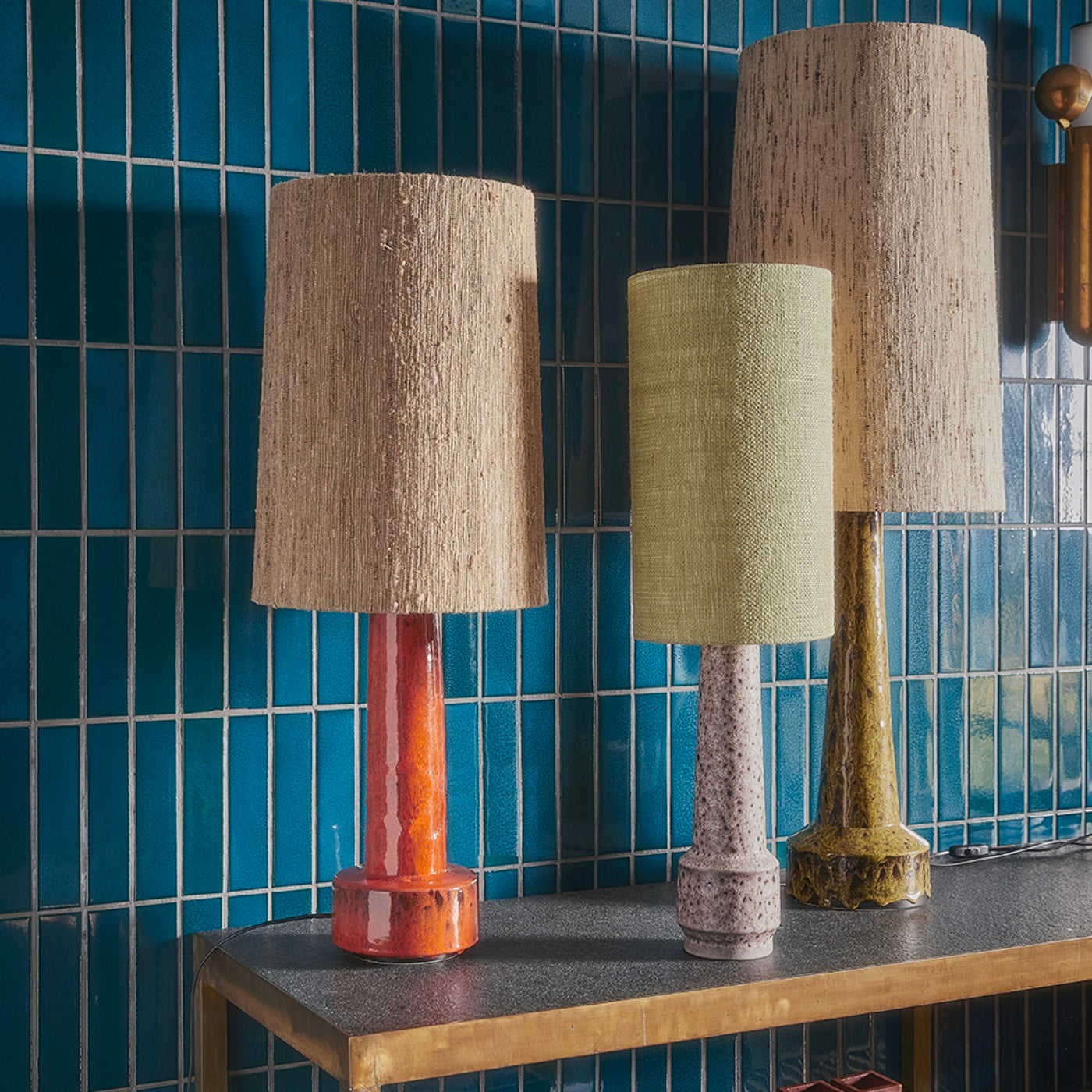 RETRO STONEWARE LAMP BASE MUSTARD