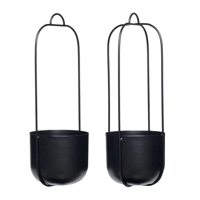 LOTUS HANGING POTS BLACK (SET OF 2)