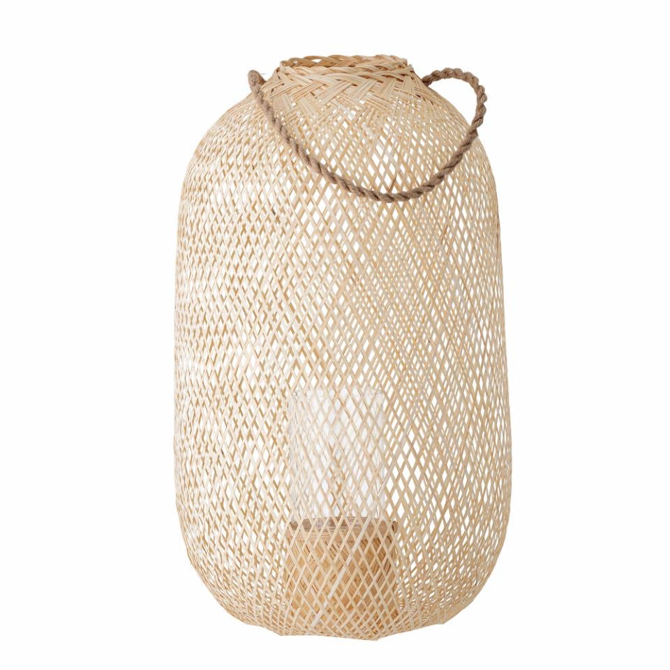 MUSU BAMBOO LANTERN W/GLASS - NATURE