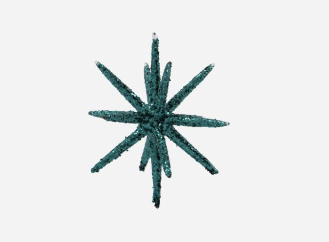 ORNAMENTS SPIKE GREEN GLITER
