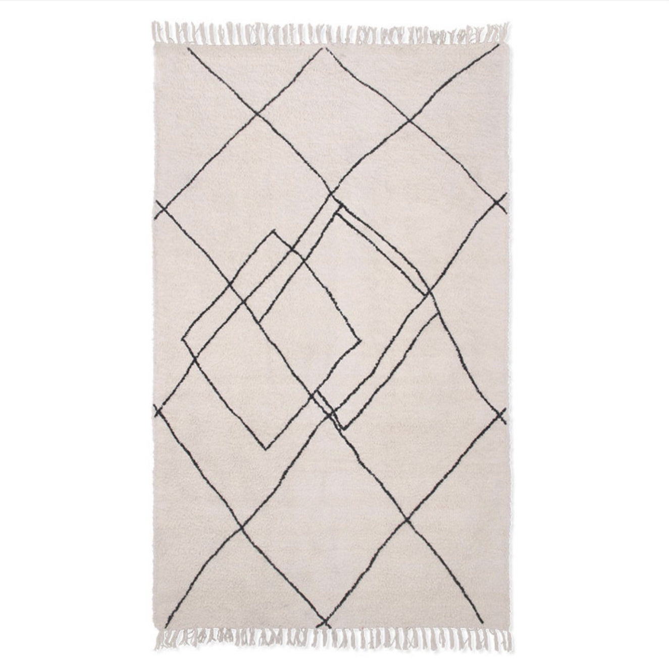 HANDWOVEN ZIGZAG RUG BLACK/WHITE (150X240)