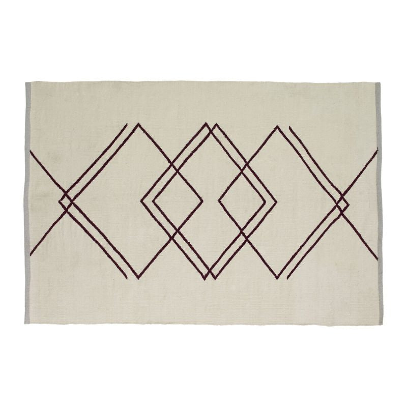 RHOMB RUG WHITE/BURGUNDY