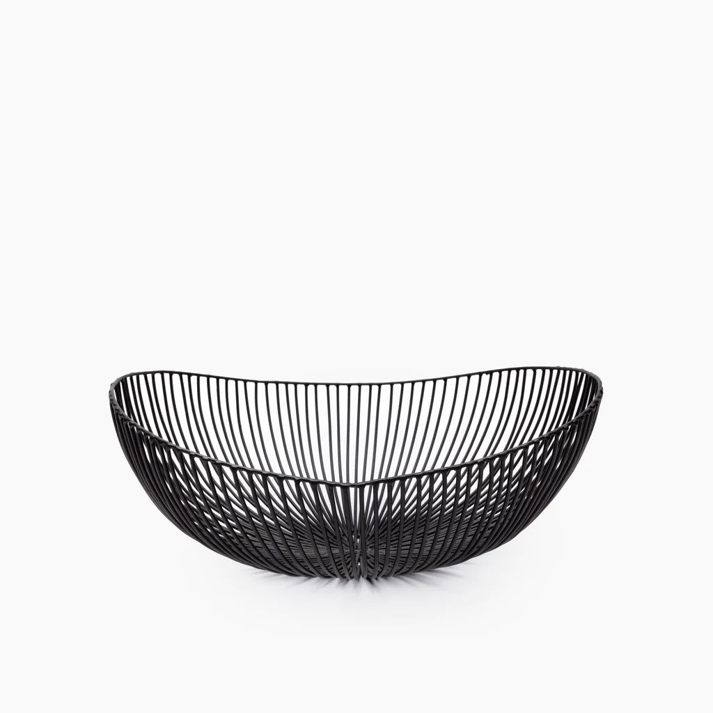 BASKET OVAL BLACK TALE, IRON MEO METAL SCULPTURES
