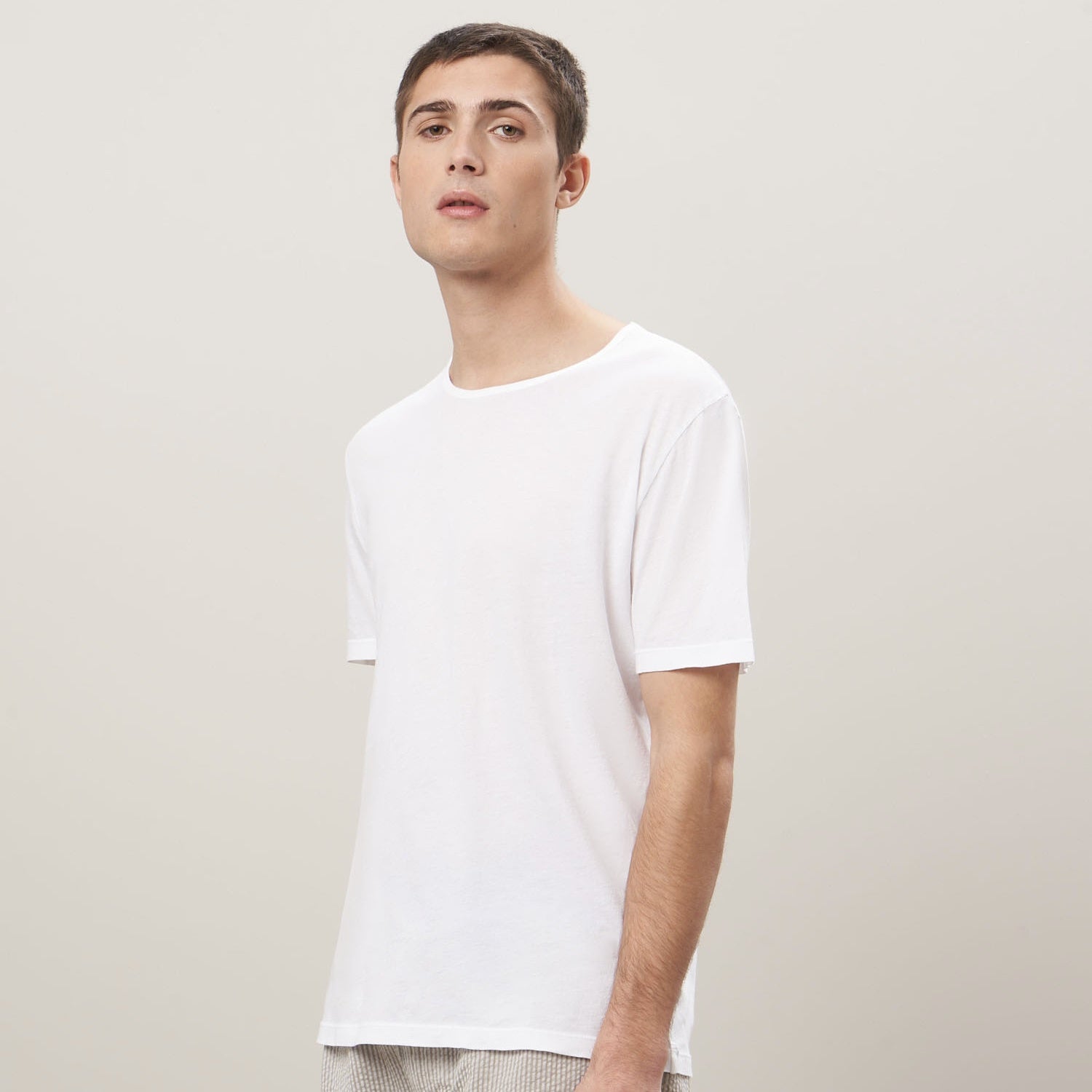 MEN KNITTED T-SHIRT - LIGHT CREW - WHITE