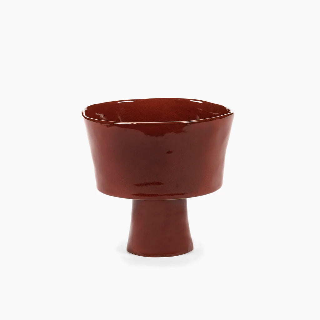 HIGH BOWL ON FOOT VENETIAN RED LA MERE