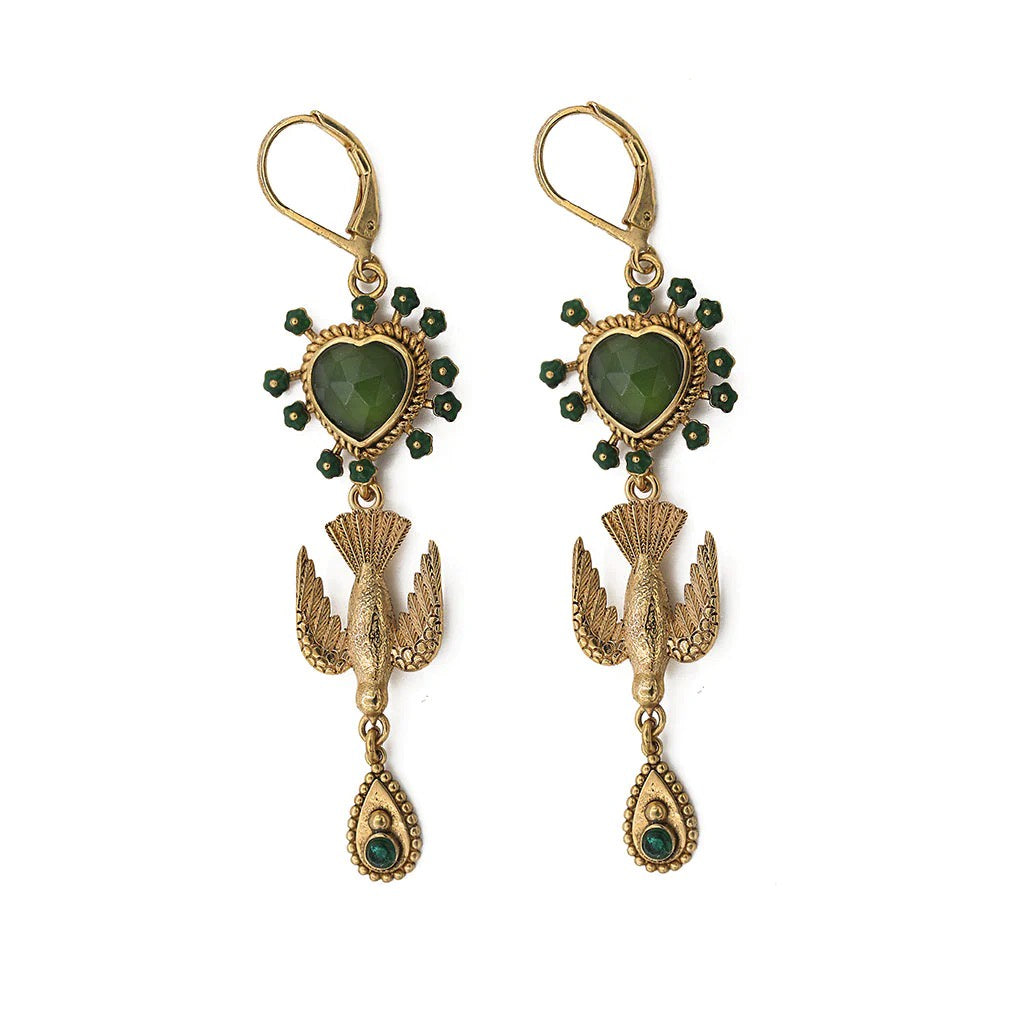 EARRINGS SACHA EX VOTO HEART BIRD
