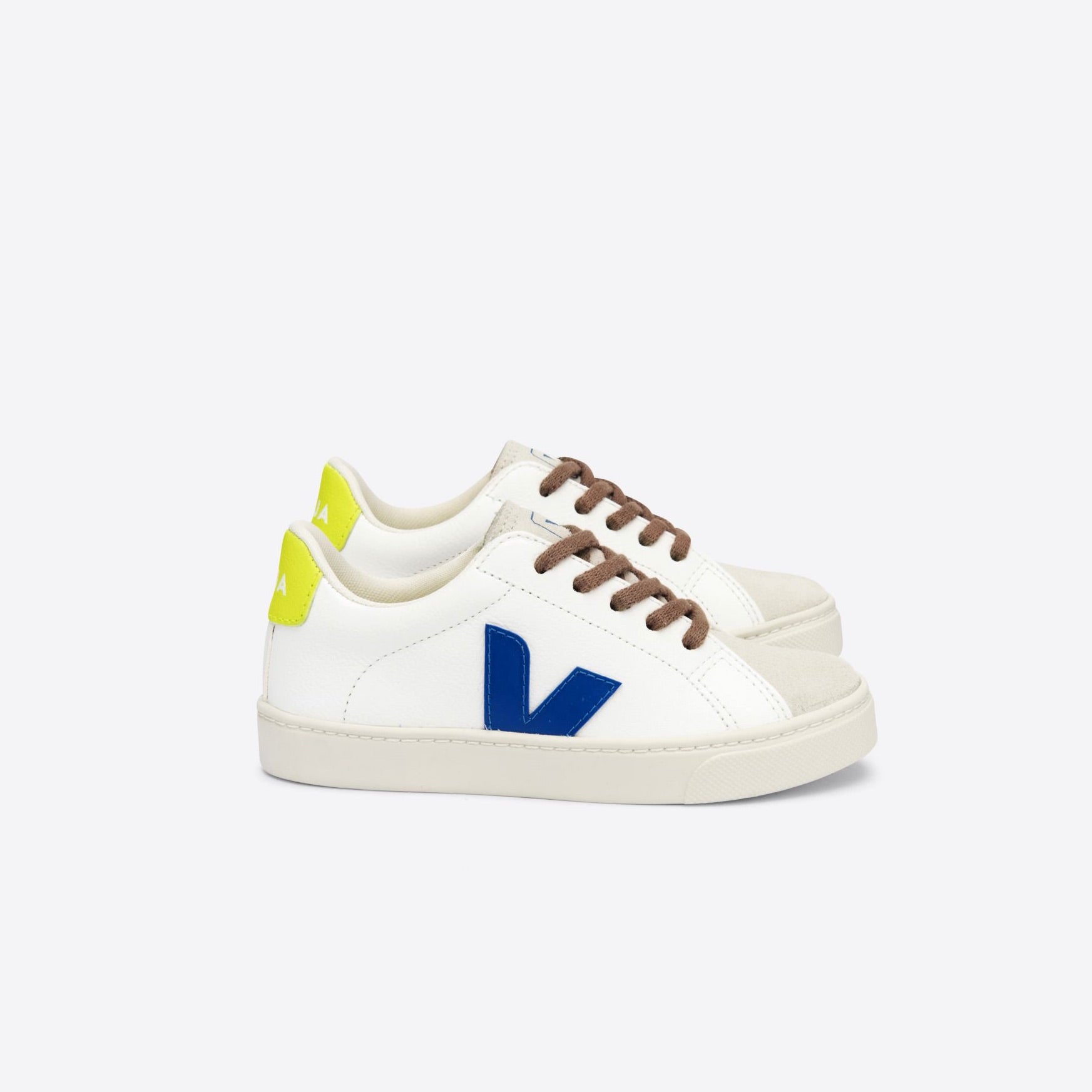 VEJA -ESPLAR LACES CHROMEFREE WHITE INDIGO JAUNE FLUO