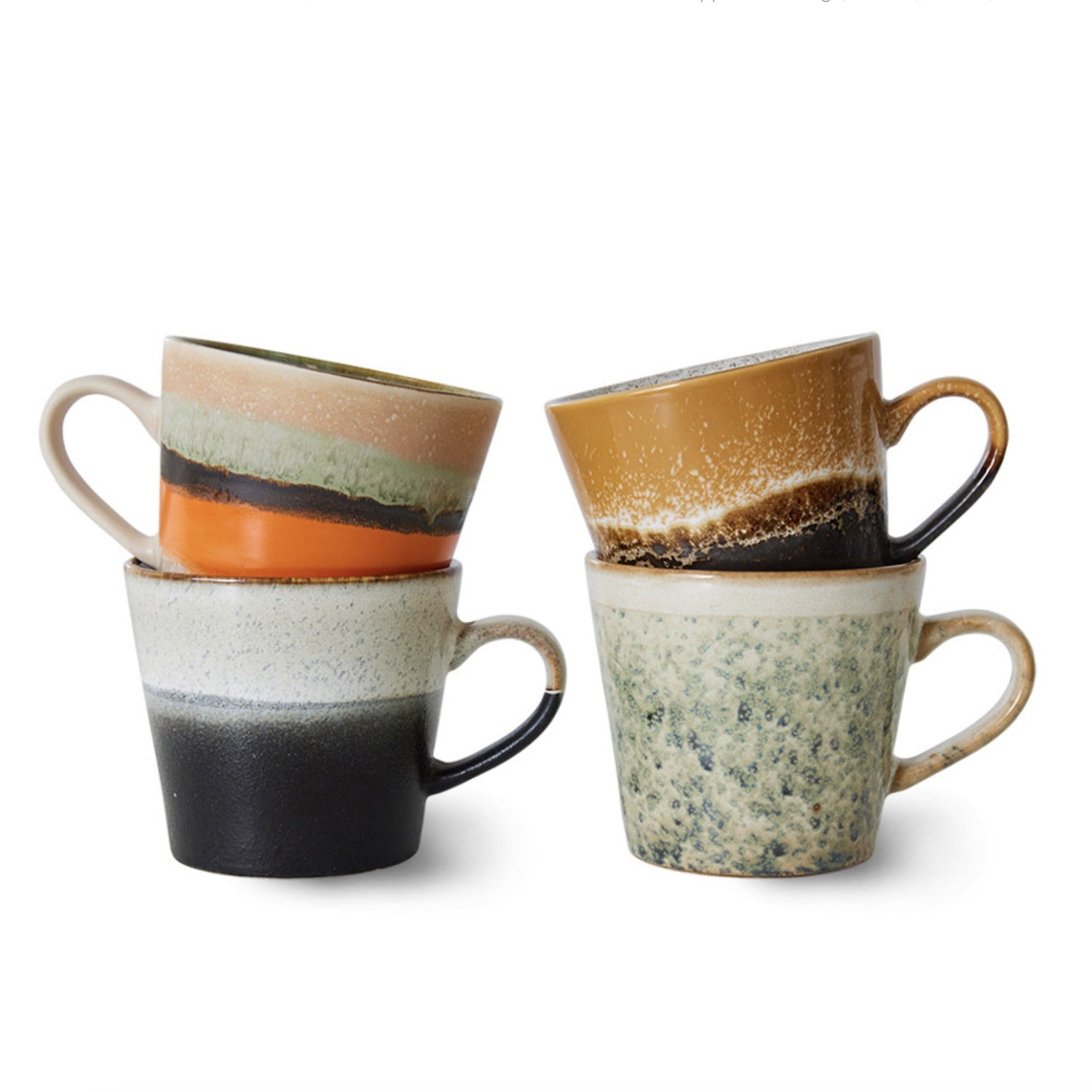 70's CERAMIC CAPPUCCINO MUGS VERVE- SET OF 4