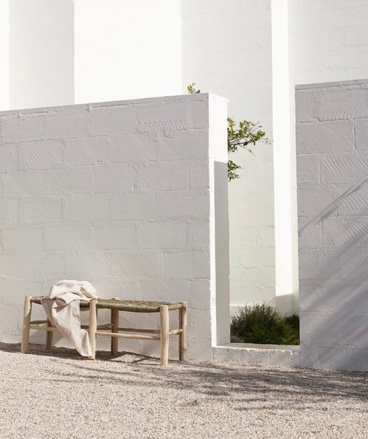 BENCH|EUCALYPTUS WOOD AND PALM LEAVES