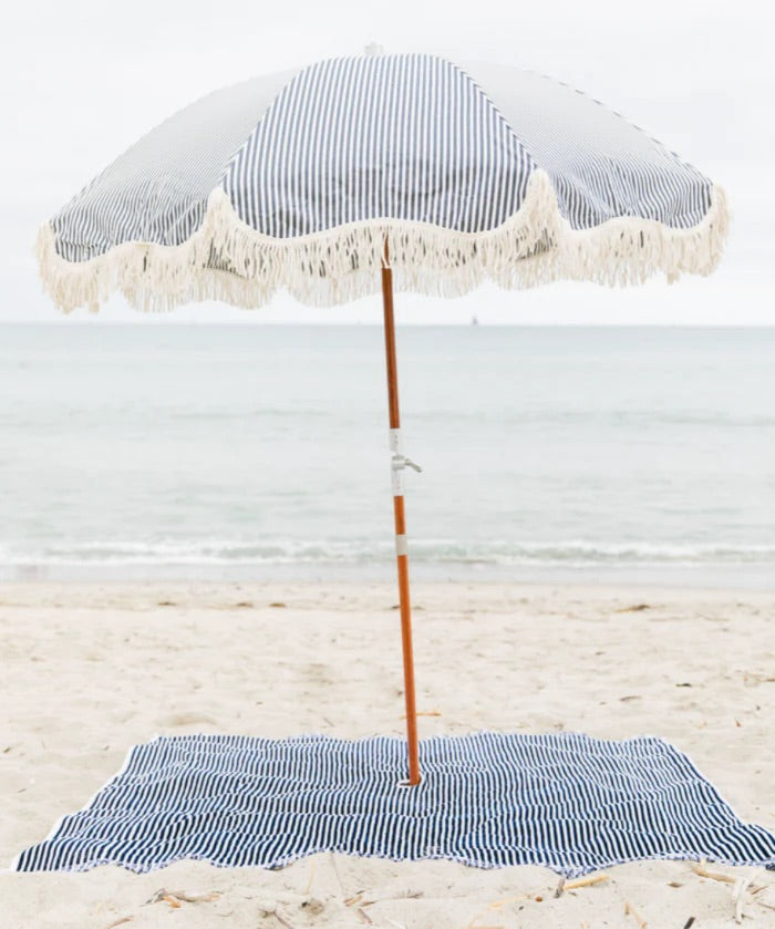 PREMIUM BEACH UMBRELLA - LAURENS NAVY STRIPE | On Order