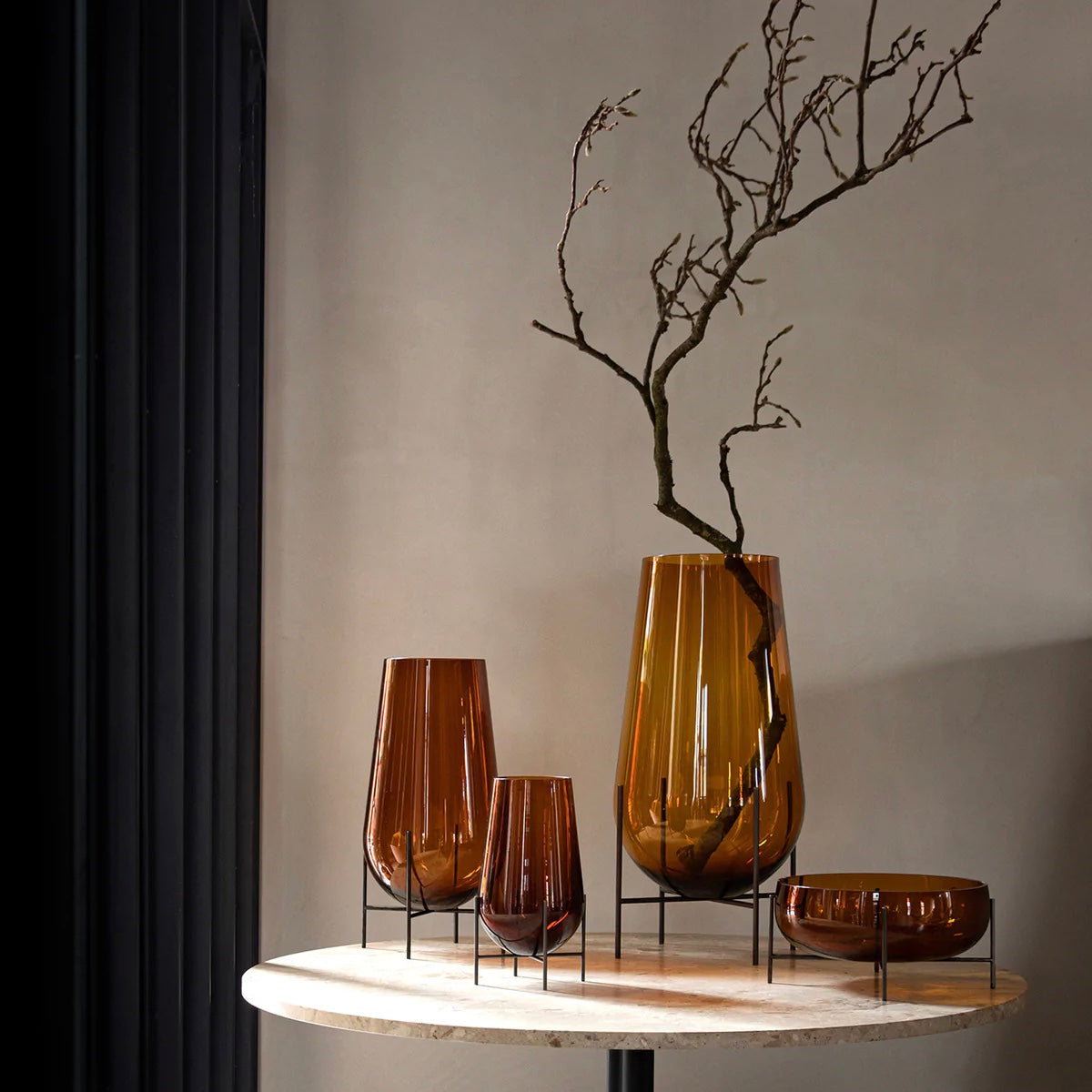 ÉCHASSE VASE GLASS | SMALL | AMBER / BRONZED BRASS