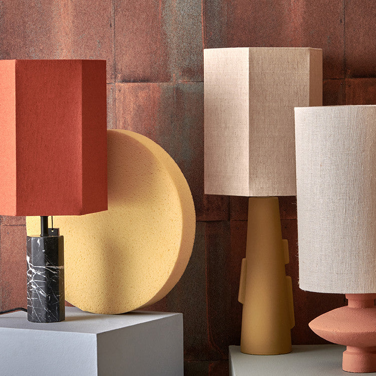 HEXAGONAL LAMPSHADE LINEN LARGE - NATURAL