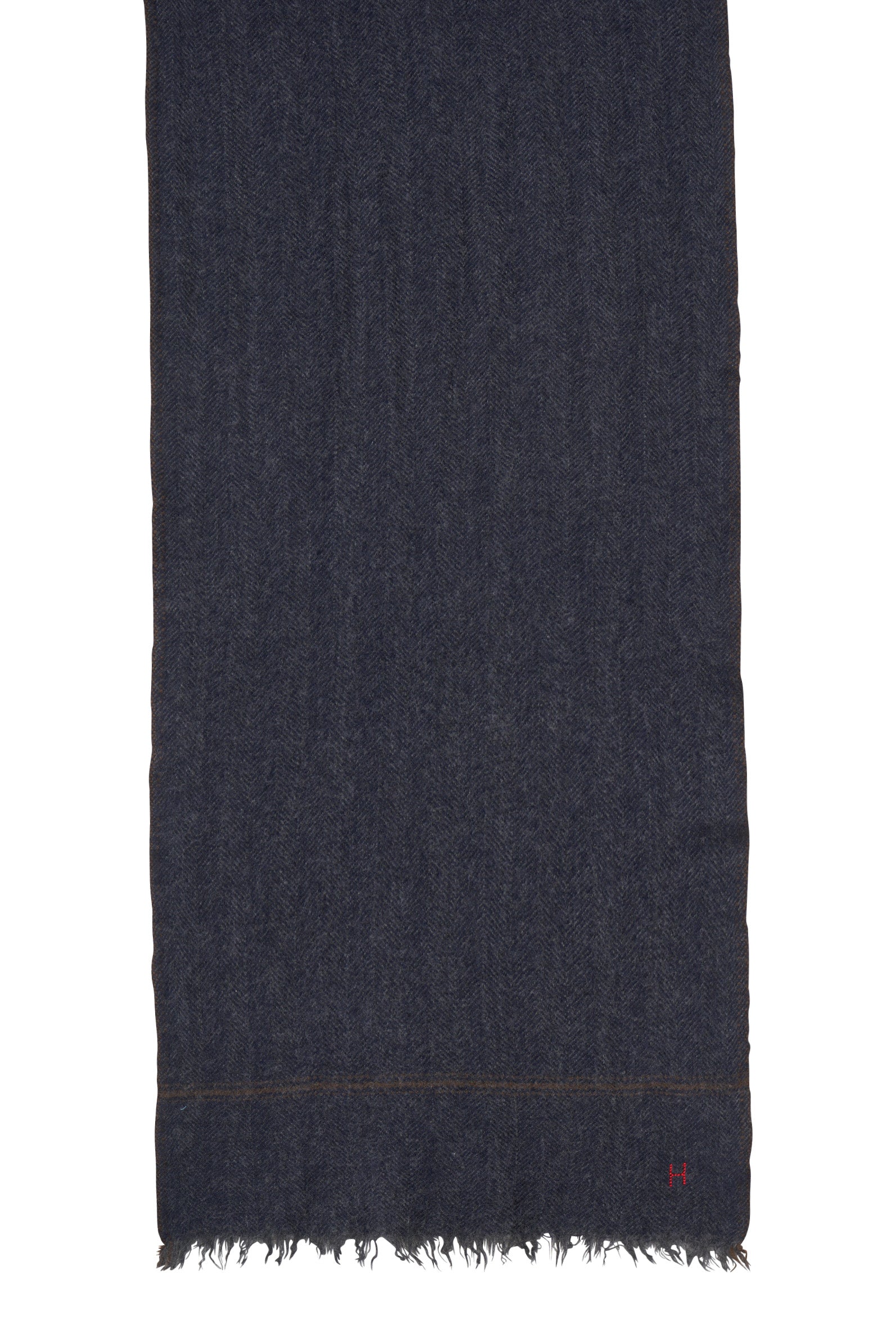 MEN WOVEN SCARF - HERRINGBONE - NAVY