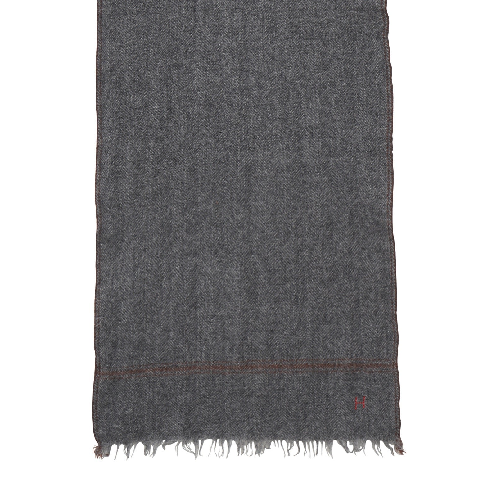 MEN WOVEN SCARF - HERRINGBONE - GRAY