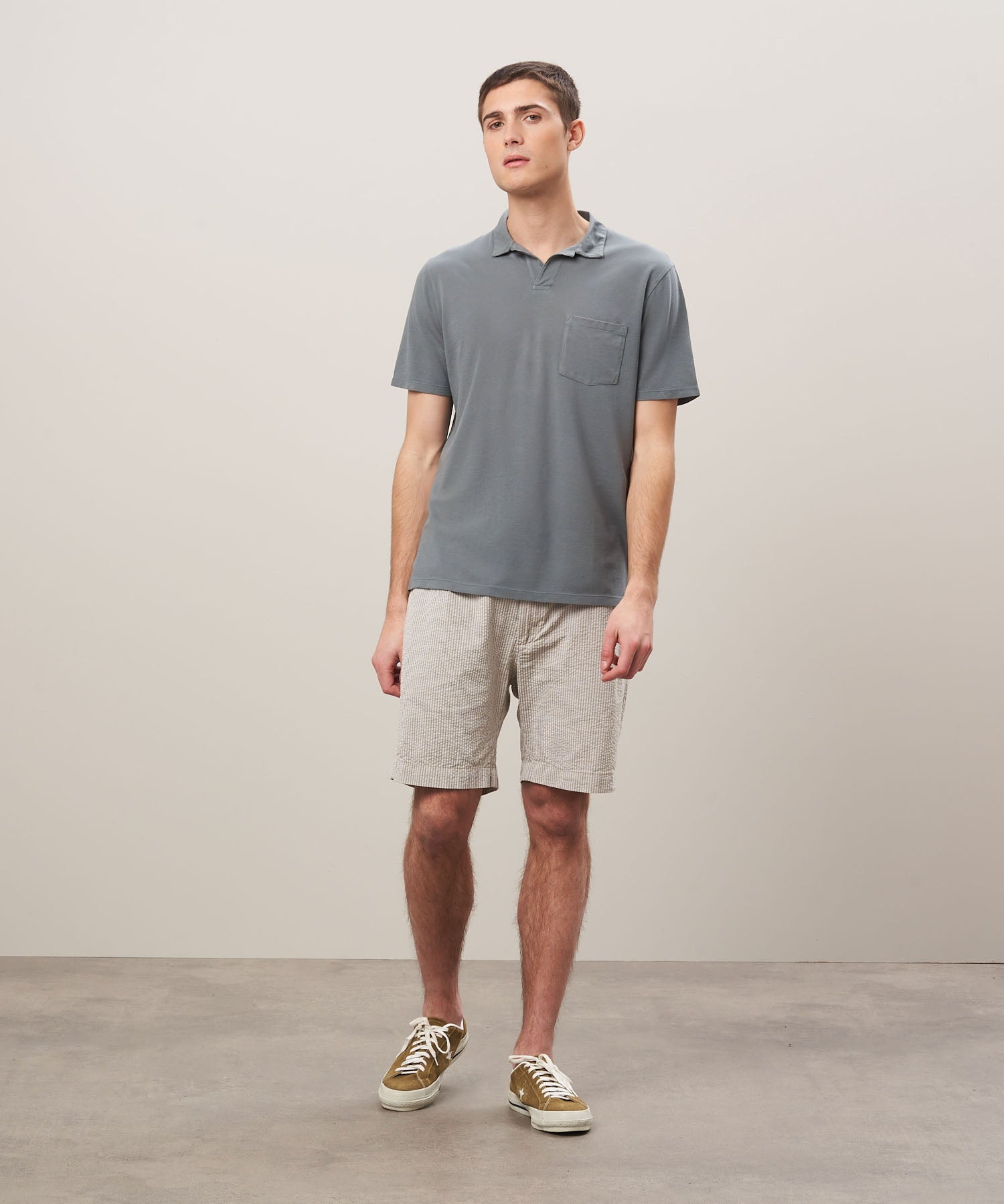 MEN KNITTED POLO-PIQUE POLO-OLIVE