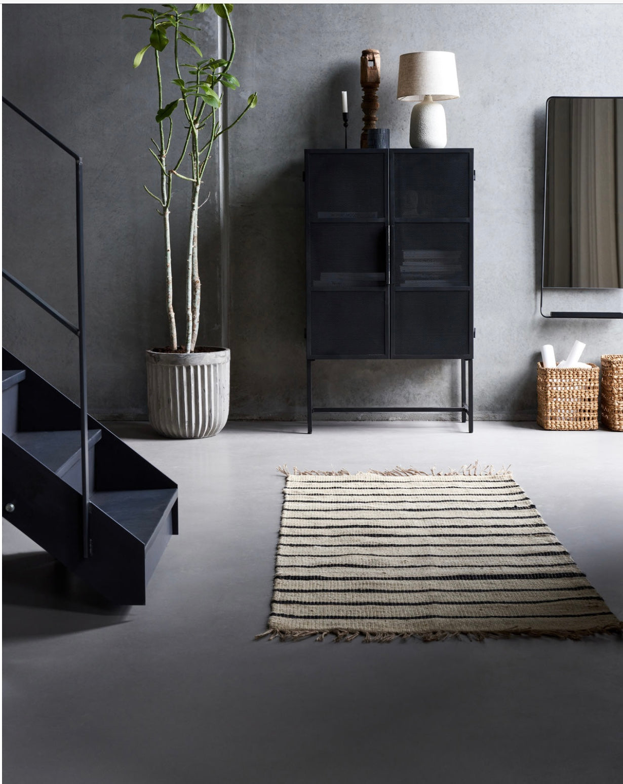 RUG,  SIMA, BLACK/NATURAL