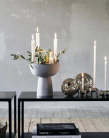 CANDLE HOLDER, MARB, GREY