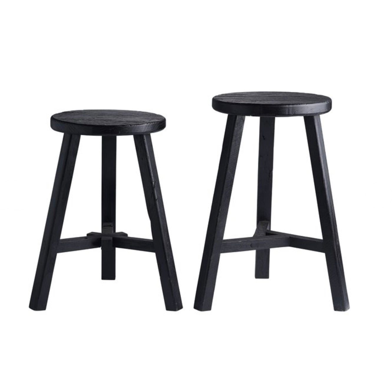 STOOL  ELM WOOD - BLACK | SET OF 2