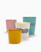 COFFEE CUP  25cl WHITE -  BLUE STRIPES FEAST